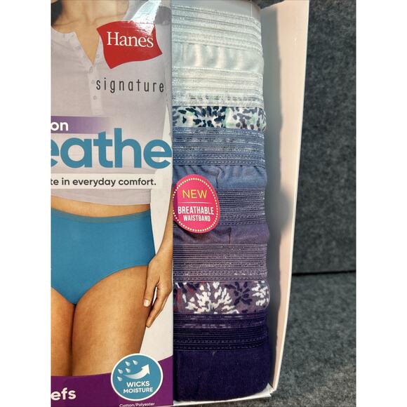 Hanes Women's Signature Breathe Cotton Brief 6-Pack Medium Multicolor NWT - Picture 2 of 5